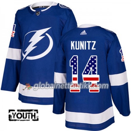 Tampa Bay Lightning Hockeydrakt Chris Kunitz 14 2017-2018 USA Flag Fashion Blå Adidas Authentic - Barn